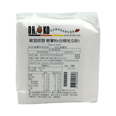 【DR.OKO】歐盟認證 樹薯粉(地瓜粉)300g **效期2026.12.18*1
